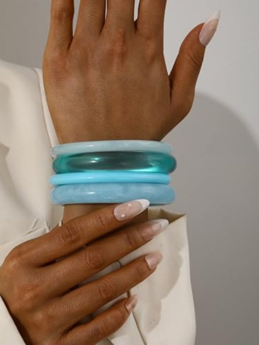 New - Acrylic Bangles Bracelets for Women, Irregular Acrylic Resin Chunky